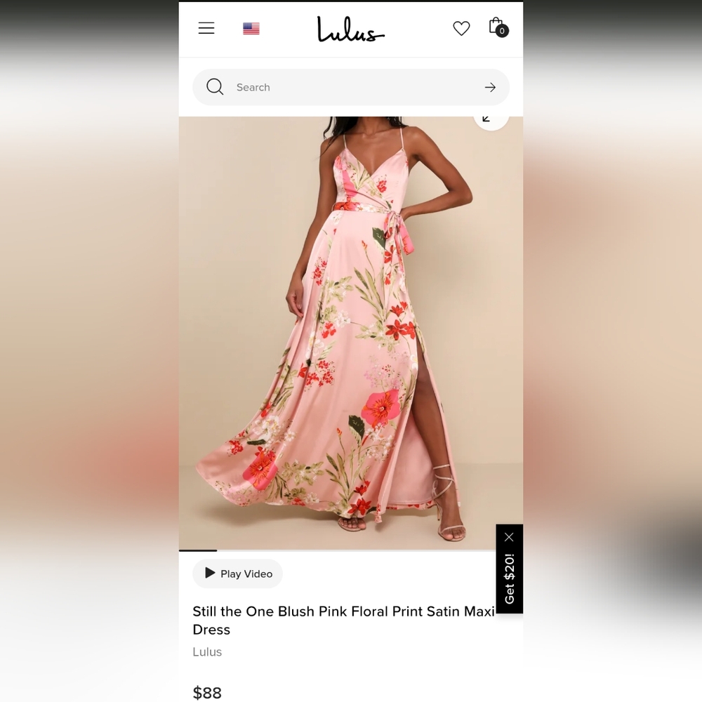 Lulus Still the One Blush Pink Floral Print Satin Maxi Dress
